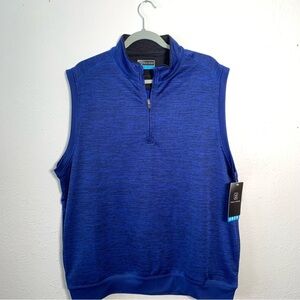 NWT--PGA TOUR Repelflux Heather Blue Golf 1/4 Zip Vest-Large